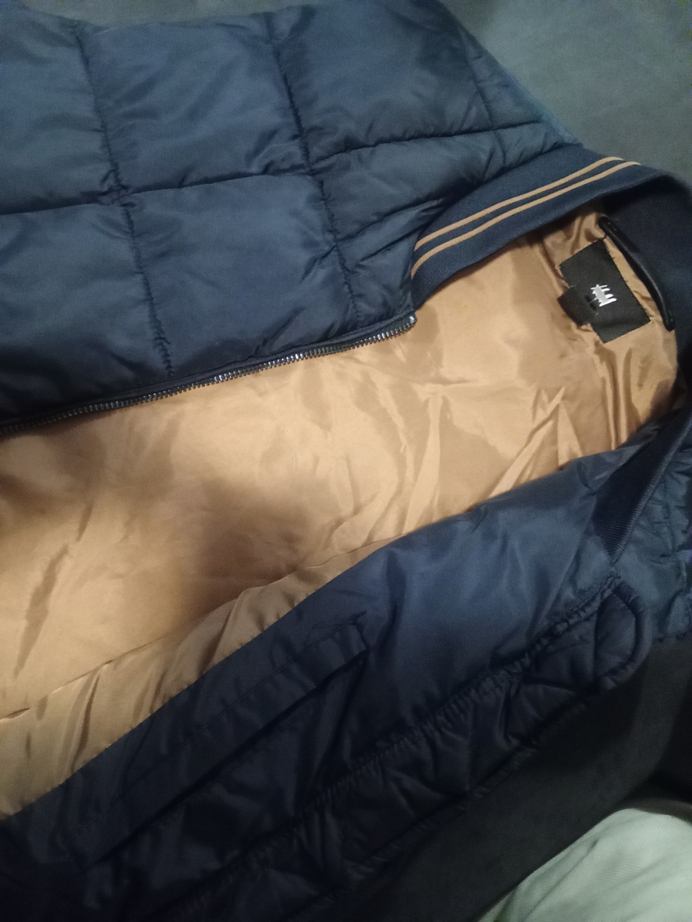 H&M Navy Quilted Jacket with Tan Interior